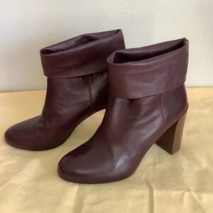 Vince Leather Fold Over Heeled Ankle Boots Sz-7